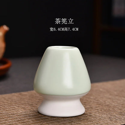 Japanese Matcha Whisk Holder Ceramic Green Tea Bowl Chasen Stand for Living Room Kitchen Dining Room Tea Ceremony Accessories