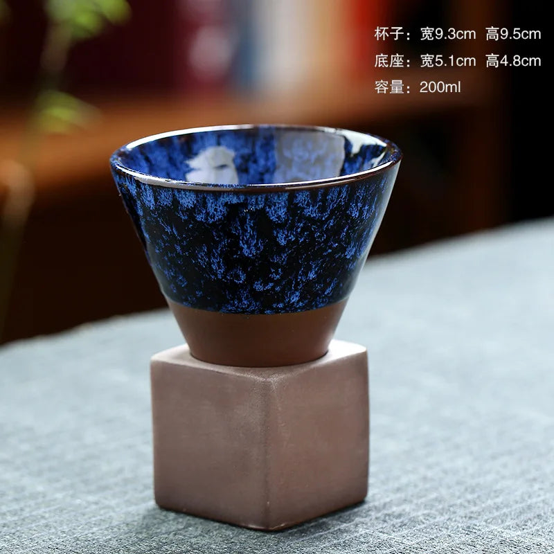 Japanese-style Ceramic Kiln Cup Home Art Decorative Ceramic Cup Creative Retro Cone Ceramic Coffee Cup Latte Porcelain Cup 200ML