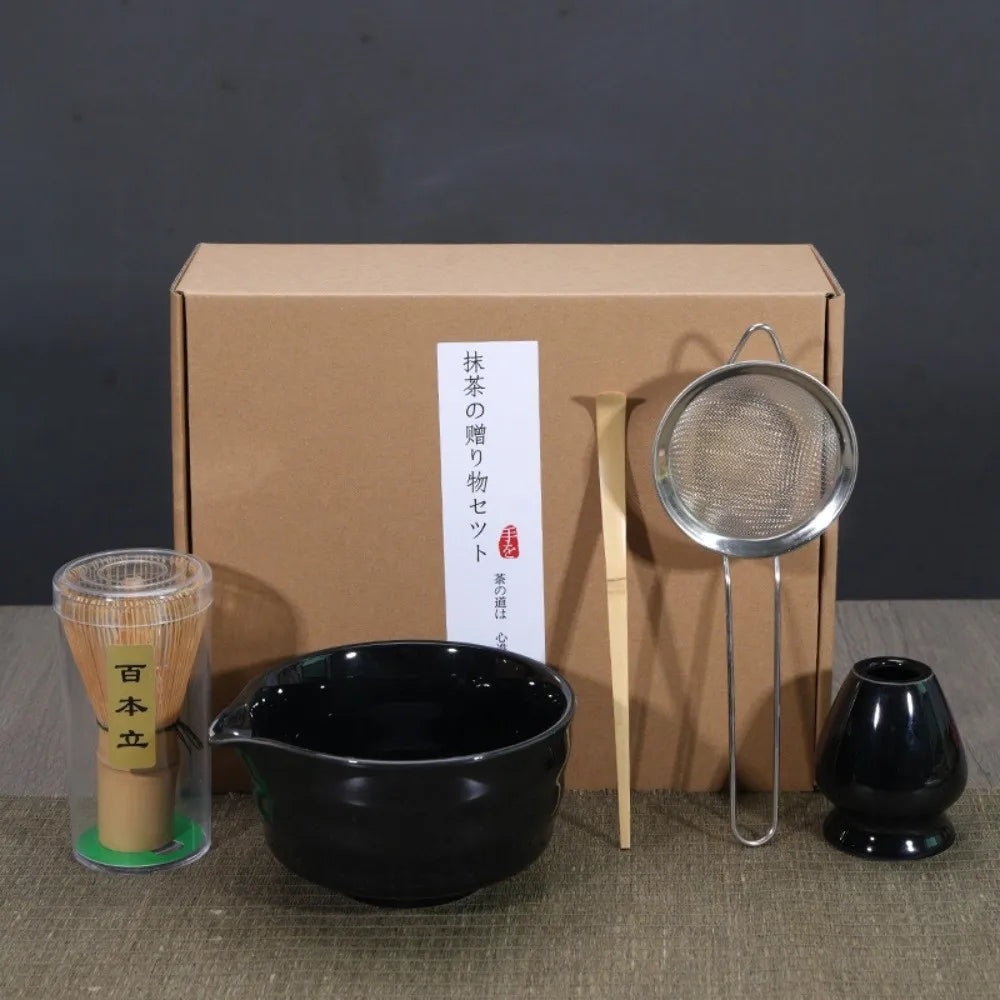 Bamboo Ceramic Japanese Matcha Tea Set Reusable Chasen Stirring Tea Sticks Matcha Spoon Matcha Whisk Set