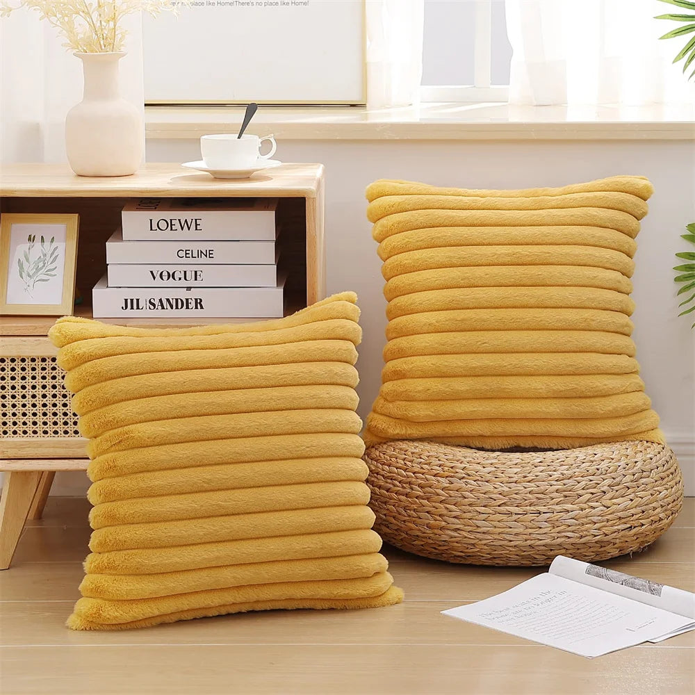Olanly Faux Fur Pillow Cover 50x50cm Nordic Solid Cushion Cover 45x45 Soft Fluffy Pillowcase Decor Plush Throw Pillow Case Sofa