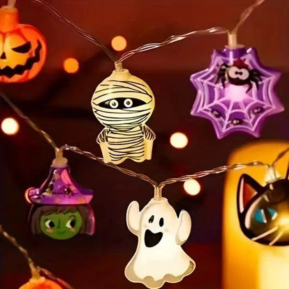 Luci a corde a led da festa di Halloween Pumpkin Ghost Spider Lampada sospesa per Halloween Casa Interni Decorazione esterna 2024