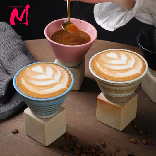 Kreativ retro keramisk kaffekop ru keramik te cup japansk latte pull blomster porcelæn cup husholdning nyt keramik krus