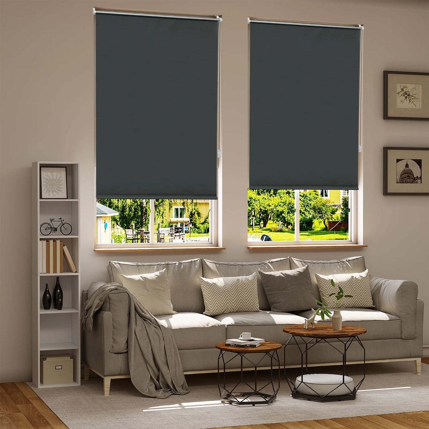 Blackout Roller Blinds Window Blinds No Drilling Thermal Clamping Blind Side Pull Privacy Sun Protection for Windows Doors