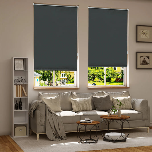 Blackout Roller Blinds Window Blinds No Drilling Thermal Clamping Blind Side Pull Privacy Sun Protection for Windows Doors