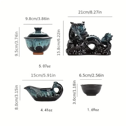 1 set, creative lazy tea set, semi-automatic dragon teapot, magnetic rotating water-conducting tea set, Chinese Kung Fu tea set