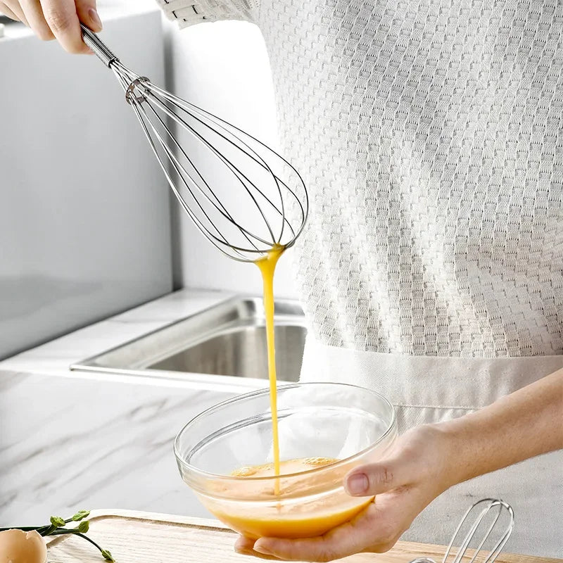 1Pcs Multifunctional Rotary Manual Egg Beater Mixer Mini Kitchen Egg Whisk Bake Tool Egg Agitator Stainless Steel Eco-Friendly