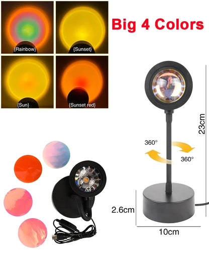 USB Sunset Light LED Rainbow Neon Night Lamp Sunset Projector Self Photography Light Wall Atmosphere Lighting For Bedroom Decor