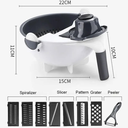 Multifunctionele 2 In 1 Groentesnijder Cutter Chopper Fruit Zeef Mand Spiralizer Rasp Voedsel Dunschiller Mandoline Shredder