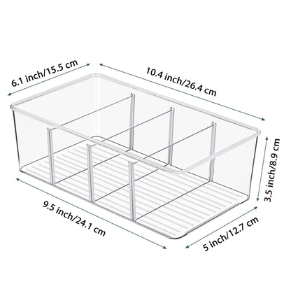 4 Compartment Food Storage Organizer Bins Clear Plastic Pantry Kitchen Fridge Cabinet Holder Packet Snacks Pouche Spice Packets