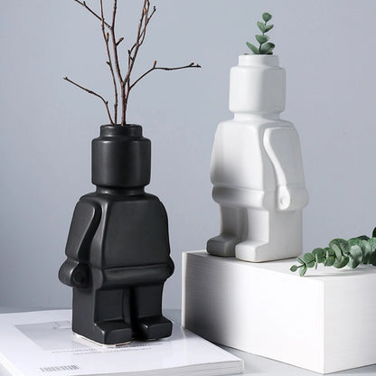 Europäische Harzstatue Kreativität Block Man Man TV -Schrank Desktop Blume Vase moderne Zubehör für Heimdekoration für das Wohnzimmer