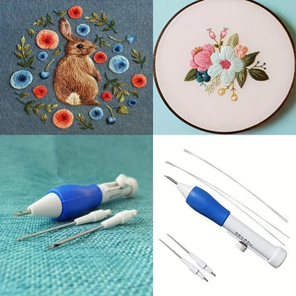 1 Set, Embroidery Knitting Pocket Needle Pen Sewing Tool Punching Needle Magic Embroidery Needle Pen DIY Knitting Sewing Tool