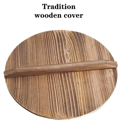 30-36cm China Traditional Wooden Drop Lid  Wok Cover Large Carbonized Wood Cover Jar Cookware Parts Kitchen Utensil