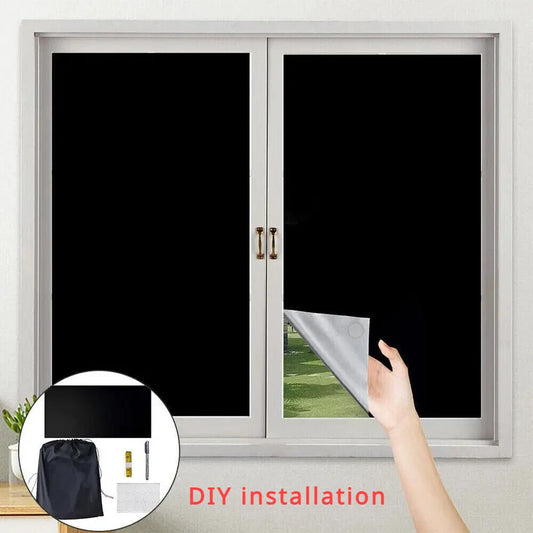 DIY Portable Travel Blackout Curtain Blind Window Thermal Isolated Kitchen Gardiner Stick på icke-perforerad svart trasa