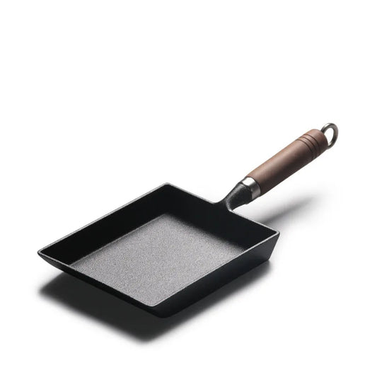 2 stk/sæt støbejerns æg stegepande + silikone Turner/non-stick omelette pan rektangel mini tamagoyaki pan/køkkengrej