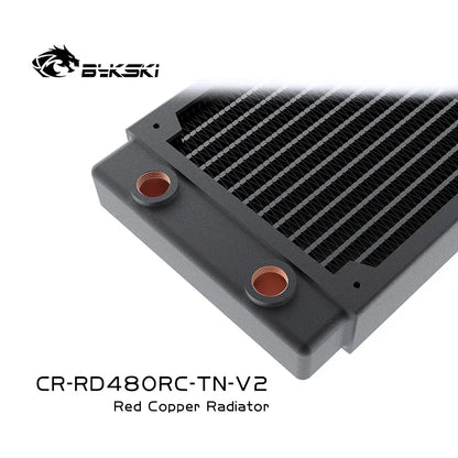 Bykski 30mm tunn radiator 120/240/360/480, röd koppar 14 FPI Support 120mm fläkt datorvatten kylande flytande kylare rad