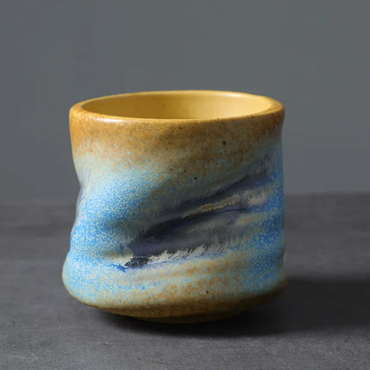Stoneware Espresso Cups Vintage Hand-pinched Pleated Latte Art Cups Second-hand Ceramic Niche Design Afternoon Tea Cups
