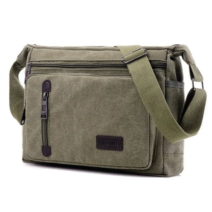 Canvas Shoulder Bag Bottle Men Women Casual Simple Fashion Retro Crossbody Cross Square Multi Layered