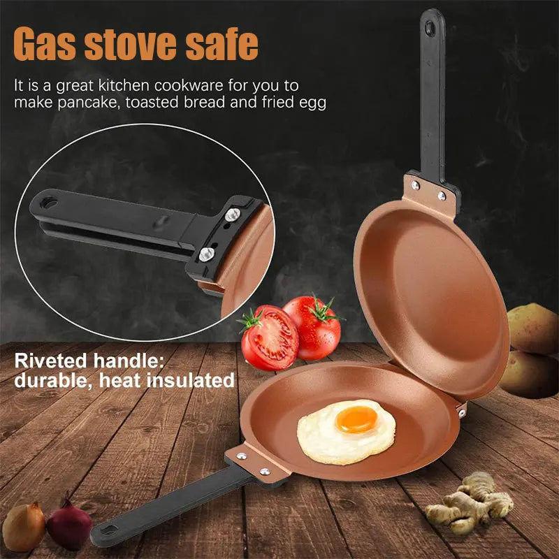 Duebel Säit pancake pan net-stick Keramik Cover Flip frittéiert Pan frittéiert Ee Pancake Makring Grouskëscht