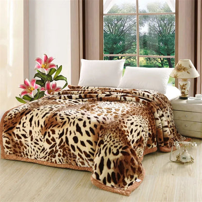 Double Layer Raschel Blankets Soft Warm Faux Fur Mink Throw Thicken Fluffy Microfiber Plush Weighted Blankets For Beds
