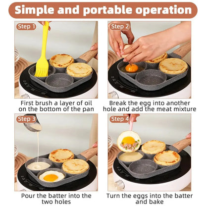 2/4-Frying Pot Pan Thickened Omelet Pan Non-stick Egg Pancake Steak Pan Hamburg Bread Cooking Egg Breakfast Maker Cookware Pan