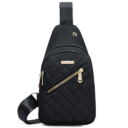 Neutral style backpack for men and women, with multiple color slanted fabric and nylon material. Suitable for travel.