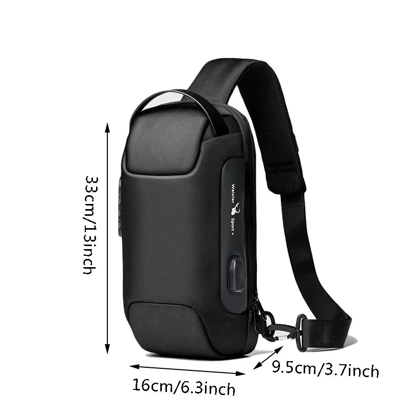 Männer USB Crossbody Bag Anti-Diebes-Umhängetaschen wasserdichte Oxford Tailentasche Multifunktion kurzer Reisen Messenger Brustpackung