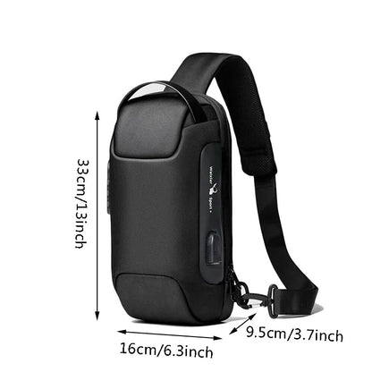 Men'S Usb Crossbody Bag Anti-Theft Shoulder Bags Waterproof Oxford Waist Bag Multifunction Short Travel Messenger Chest Pack