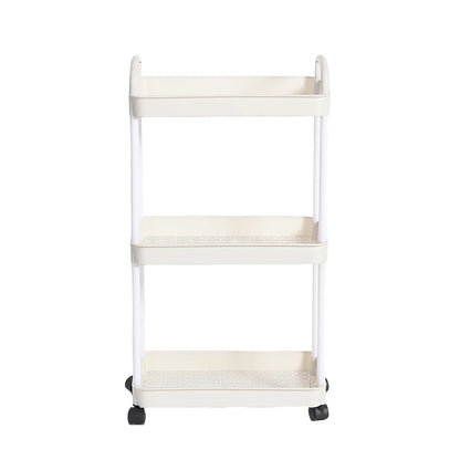 Plastic Rolling Utility Cart with Handle Storage Trolley for Office, Living Room, Kitchen, Movable Storage Organizer with Wheel