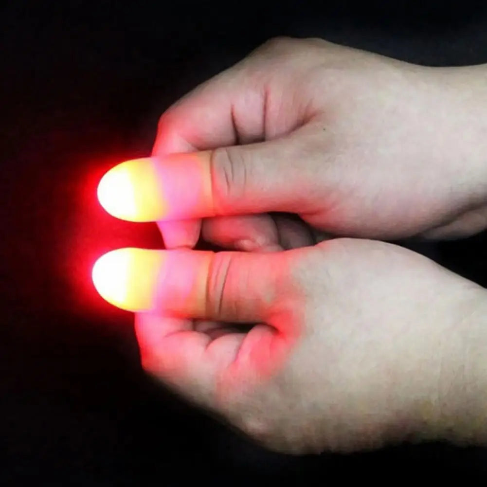 2pcs Thumb Light Light Magic Thumbs Toys Light for Adult Magic Trick adereços Led Fingers Fingers Halloween Party Children Toys