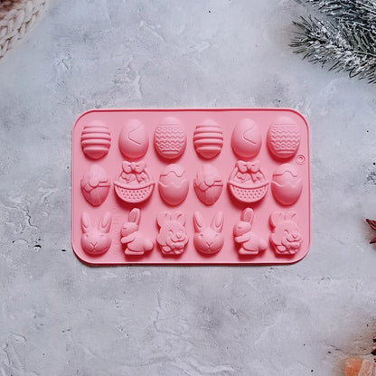 Easter Silicone Mold Cake Chocolate Cookie Baking Mould Rabbit Colored Holiday Decoration Kitchen Bakeware