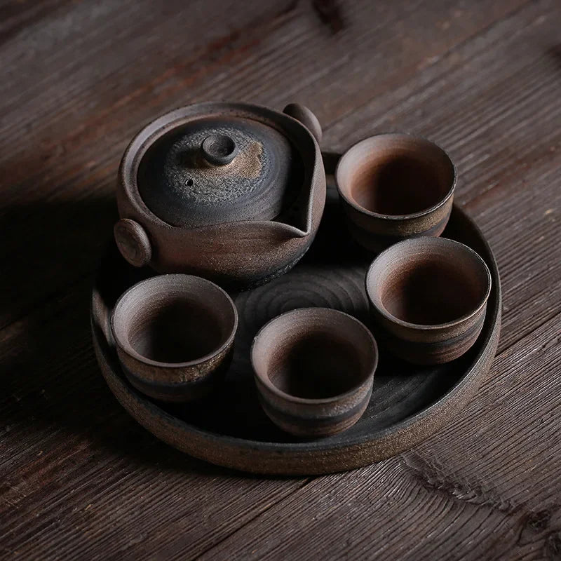 Japanese Crude Tao Yi Pot Four Cups of Tea Set Ceramic Kung Fu Tea Teaware Ceramic Tea Set Ceramic Tea Set Travel Tea Set TeaSet