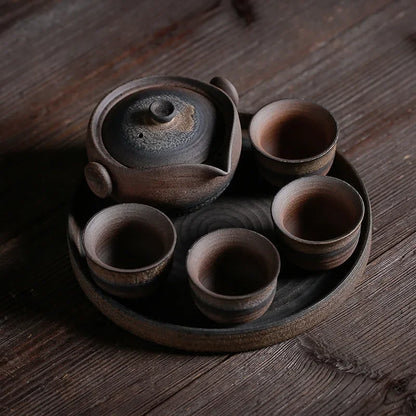Japanese Crude Tao Yi Pot Four Cups of Tea Set Ceramic Kung Fu Tea Teaware Ceramic Tea Set Ceramic Tea Set Travel Tea Set TeaSet