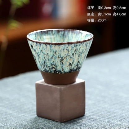 Japanese-style Ceramic Kiln Cup Home Art Decorative Ceramic Cup Creative Retro Cone Ceramic Coffee Cup Latte Porcelain Cup 200ML