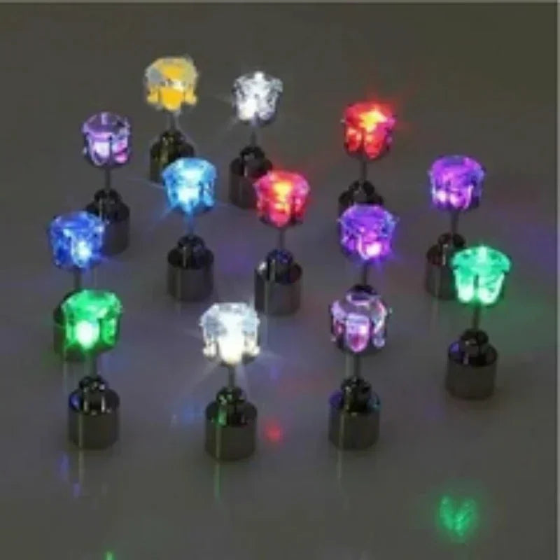 1 Pair Light Up LED Bling Ear Stud Rings Korean of Flash Zircon   Accessories for Party Women Christmas    Glow Stick