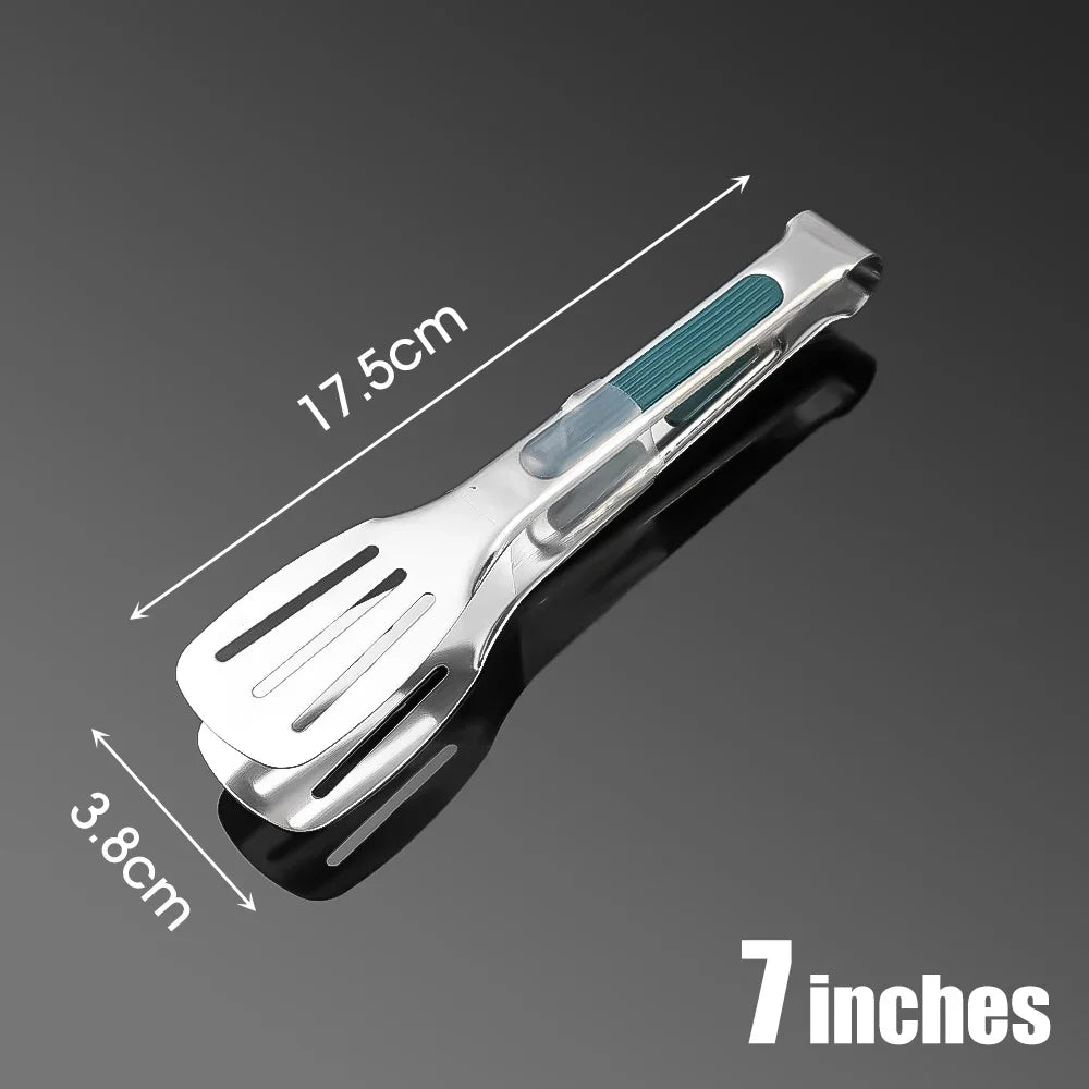 7/9/12inch Stainless Steel Food Clip Non Slip BBQ Tongs Silicone Non-slip Handle Meat Salad Bread Clip Home Kitchen Baking Tool