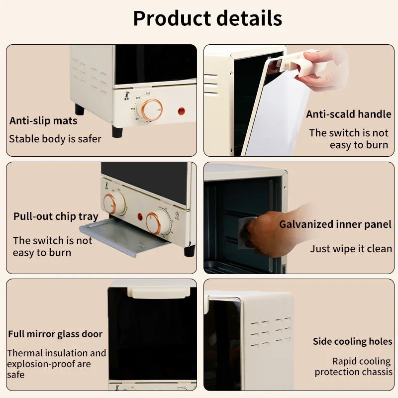 Friggitrici ad aria elettriche di grande capacità da 12 litri Tostapane Forno meccanico Cucina domestica Cottura a 360° Forno a convezione Friggitrice Senza olio