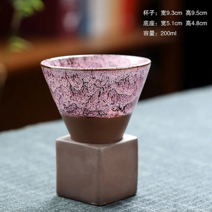Japanese-style Ceramic Kiln Cup Home Art Decorative Ceramic Cup Creative Retro Cone Ceramic Coffee Cup Latte Porcelain Cup 200ML
