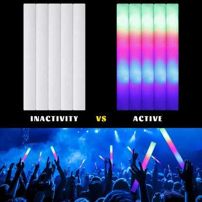 12/15/30pcs LED GLOW STICKS BURK RGB RGB Luminous Foam Stick Cheer Tube Lumina închisă pentru ziua de naștere de naștere de Crăciun petrecere de nuntă