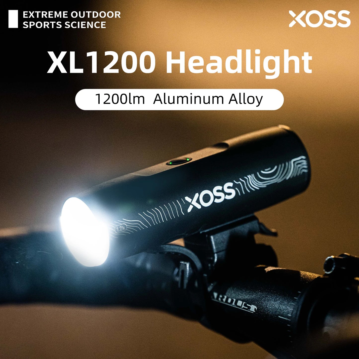 XOSS 1200 Lm الدراجة الخفيفة XL1200 المصباح مقاوم للماء نوع-C قابلة للشحن الجبهة مصباح إضاءة دراجة هوائية الألومنيوم خفيفة مصباح يدوي