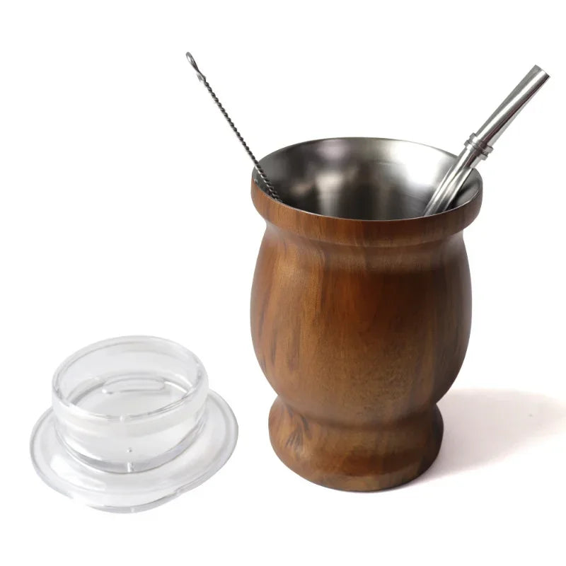 230ML Yerba Mate Cup Set Stainless Steel Includes Double Cleaning Brush Straw Anti Scalding Insulated Cup Home Teaware