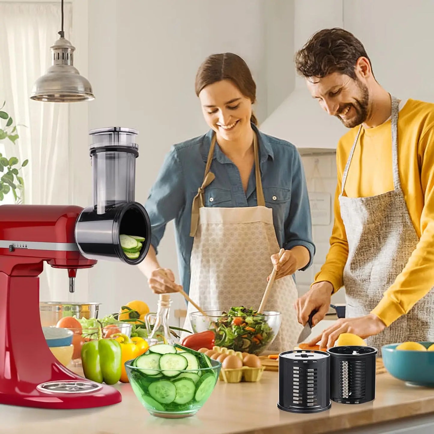 Nasadka do szatkowania do miksera stojącego KitchenAid, tarka do sera, nasadka do krajalnicy do warzyw, akcesoria do krajalnicy 5 ostrzy