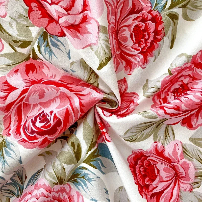 Red Flower Printed Flat Bed Sheets for Double Bed Single/Queen/King Reactive Printed Top Sheets for Beds sabanas cama 150x200