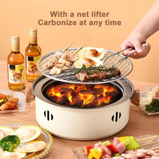 Grill barbecue grill coreano a carbone coreano stufa in acciaio inossidabile split barbebus rotonde round barbecue rack per campeggio esterno