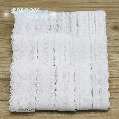 (10 lace/lot) white fabric Webbing Decoration Lovely gift packing Material ribbons mix