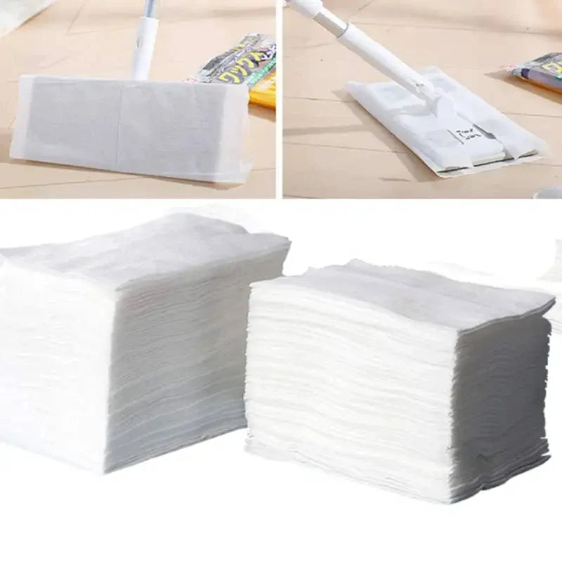 100pcs Disposable Electrostatic Dust Removal Mop Paper Home Kitchen Bathroom Cleaning Cloth Replacement Mop Head Cloth