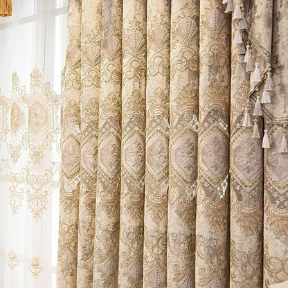 European Chenille Embroidery Luxury Curtains for Living Room Bedroom Villa Window Blackout Elegant Set Custom Valance DecorTulle
