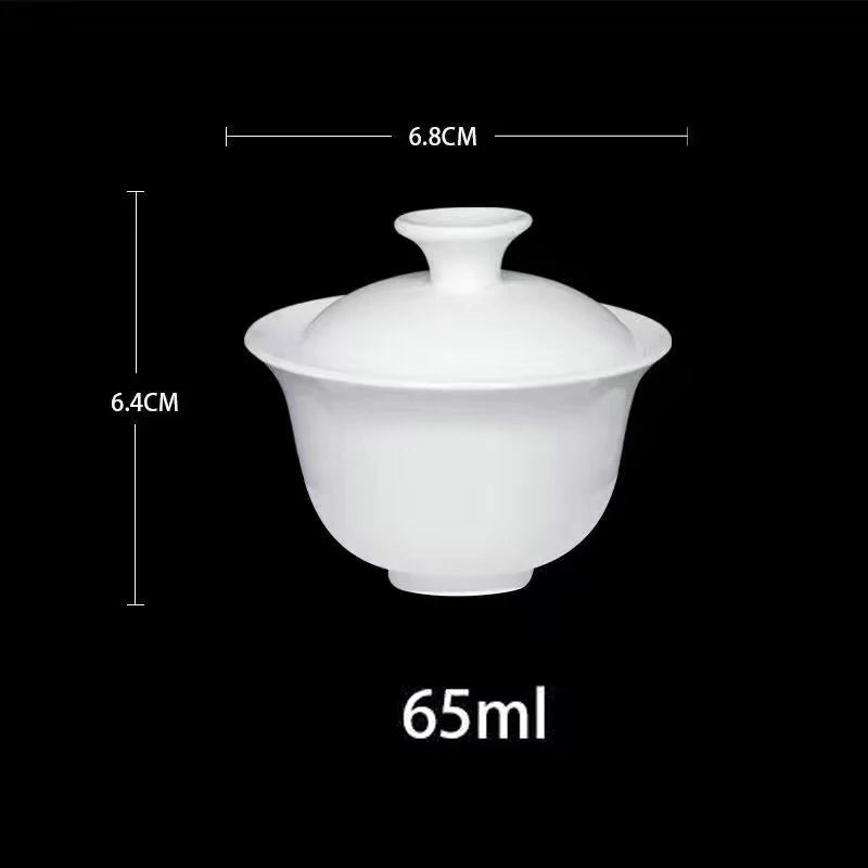 Dehua White Porcelain Cover Bowl Household Kungfu Single Tea Cup Gaiwan Handmade Ceramic Tea Set Large Small Sancai Cover Bowl