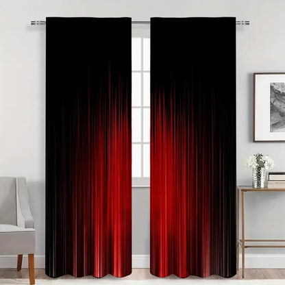 Black to Red Gradient Blackout Curtains Modern Thermal Insulated Window Panels for Bedroom Living Room Privacy and Light Control