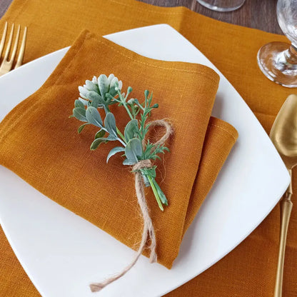 4PCS 40X40CM Pure Linen Napkins Cloths Soft Comfortable Fabric Reusable Kitchen Accessories for Wedding Birthday Parties