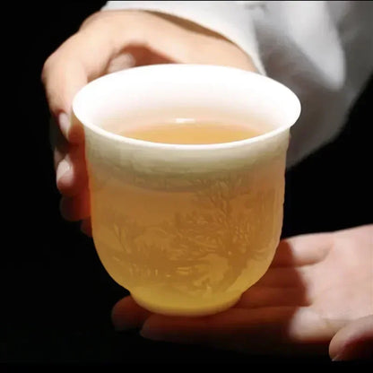 Boutique keramisk teacup meditation cup håndlavet tredimensionel lettelse te skål kinesisk tesæt tilbehør master cup